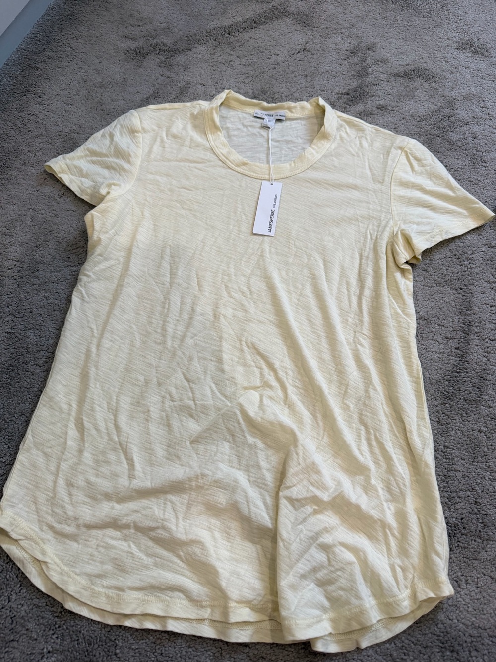 James Perse Light Yellow Slub Crew Tee